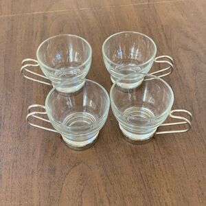 VITROSAX Clear Glass Metal Handle Espresso Coffee Cups Demitasse ~ ITALY